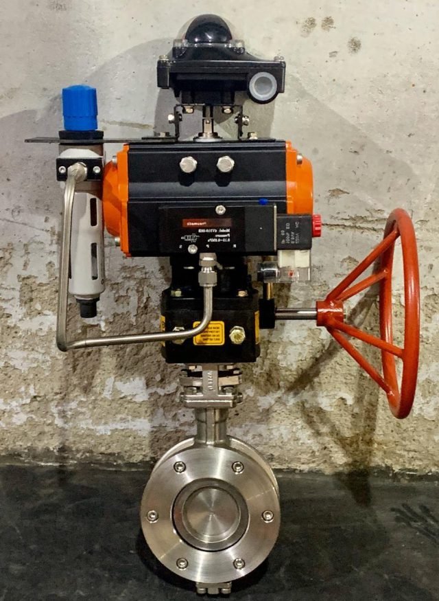 Pneumatic Double Eccentric Off Set Disc Double Flange Butterfly Valve ...